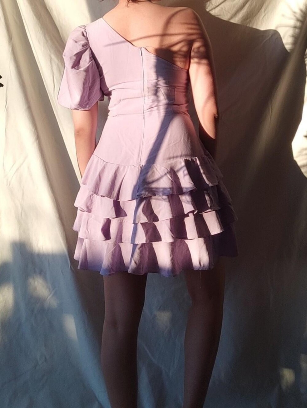 Do+Be Lilac Ruffled One Shoulder Mini Dress - Picture 4 of 8